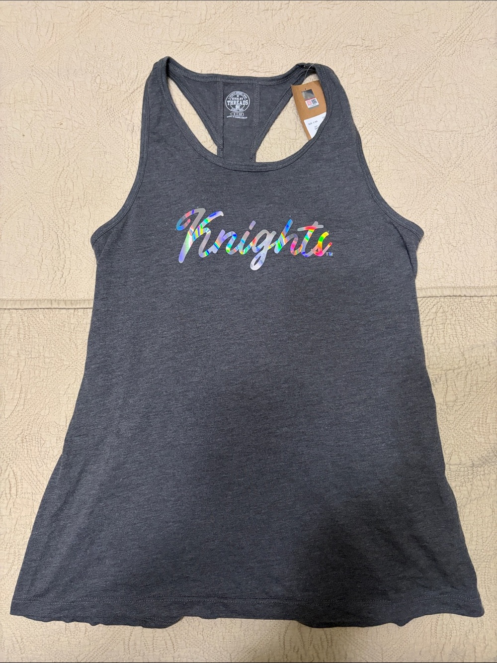 Charcoal “Knights” Racerback Tank (size s: 4-6)
